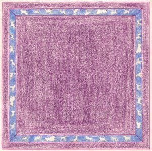 Hundedecke, aus Jeansstoff und mit alten Decken gef&uuml;ttert, mit Durchzugsstickerei.