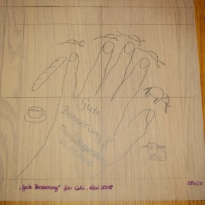 Stechpausen-Motiv auf Transparentpapier &uuml;bertragen.