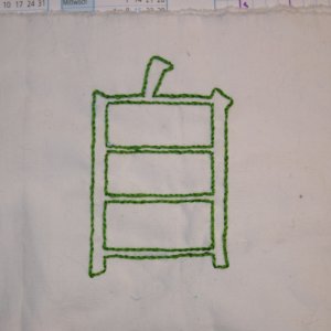 Beispiel f&uuml;r Stielstich: Das Kanji f&uuml;r Man Selbst. Vorlage in Pinselschrift.